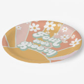 Retro Sunshine Vier je Groovy Daisy Pappteller (Schrägansicht)