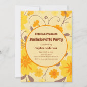 Retro Sunshine Yellow Flowers-Bachelorette Einladung (Vorderseite)