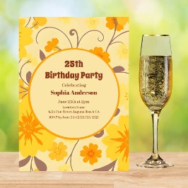 Retro Sunshine Yellow Flowers - Einladung zum Gebu