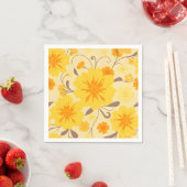 Retro Sunshine Yellow Flowers- Serviette (Beispiel)