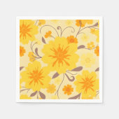 Retro Sunshine Yellow Flowers- Serviette (Vorderseite)