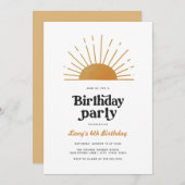 Retro Sunshine zum Geburtstag Einladung (Vorne/Hinten)