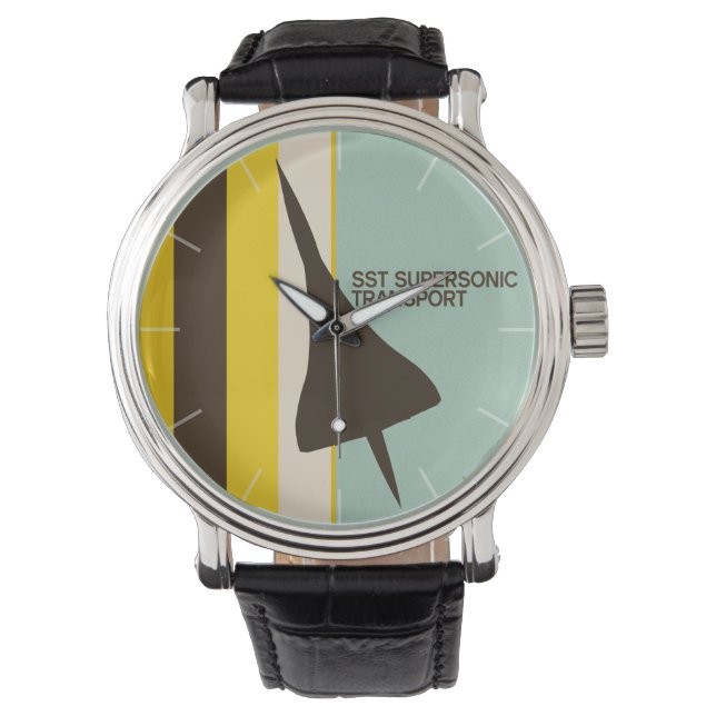 Retro Super Sonic Transport Airplane Armbanduhr (Vorderseite)