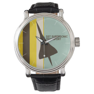 Retro Super Sonic Transport Flugzeug Armbanduhr