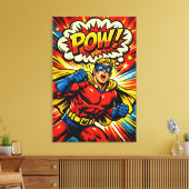 Retro-Superheld POW! Comic-Book-Pop-Art Leinwanddruck (Insitu (Wohnzimmer))