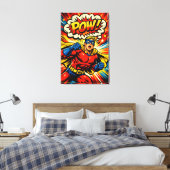 Retro-Superheld POW! Comic-Book-Pop-Art Leinwanddruck (Insitu (Schlafzimmer))