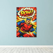 Retro-Superheld POW! Comic-Book-Pop-Art Leinwanddruck (Insitu (Holzboden))