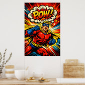 Retro-Superheld POW! Comic-Book-Pop-Art-Plakat Poster (Küche)