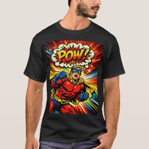 Retro-Superheld POW! Comic-Book-Pop-Art T-Shirt