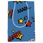 Retro Superheld scherzt Muster Mittlere Geschenktüte (Vorderseite)