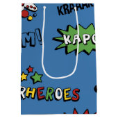 Retro Superheld scherzt Muster Mittlere Geschenktüte (Rückseite)