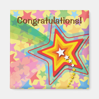 Retro Superstar Rainbow Colorful Fun Magnet