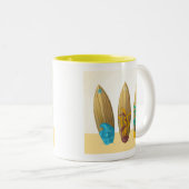 Retro Surboard Trio Sommerstrand Stil Zweifarbige Tasse (VorderseiteRechts)