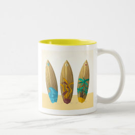 Retro Surboard Trio Sommerstrand Stil Zweifarbige Tasse