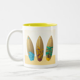 Retro Surboard Trio Sommerstrand Stil Zweifarbige Tasse