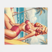 Retro Surf Button nach oben Fleecedecke (Vorderseite (Horizontal))