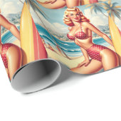 Retro Surf Button nach oben Geschenkpapier (Rolleneckpunkt)
