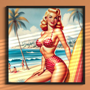 Retro Surf Button nach oben Poster