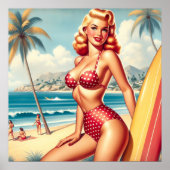 Retro Surf Button nach oben Poster (Vorne)