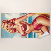 Retro Surf Button nach oben Strandtuch (Vorderseite)