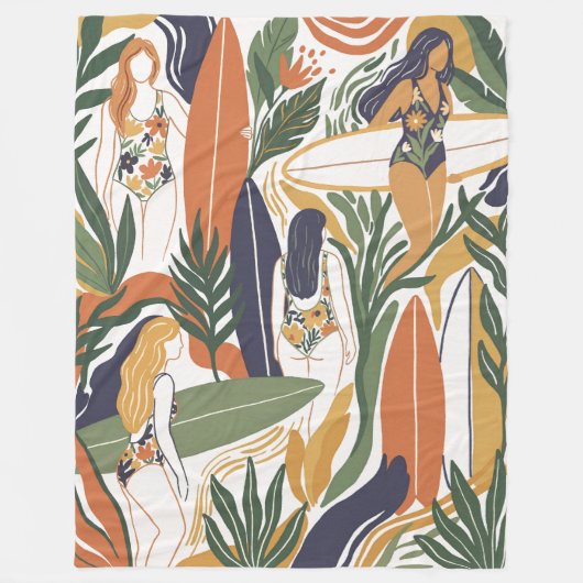 Retro Surf Club Fleecedecke (Vorderseite)