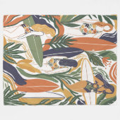 Retro Surf Club Fleecedecke (Vorderseite (Horizontal))