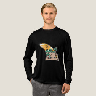 Retro Surf Fin Beach Scene T-Shirt Tri-Blend Shirt