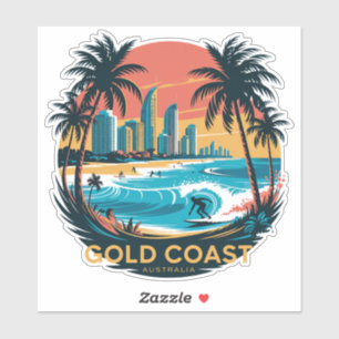 Retro Surf Gold Coast - Australien Beach Aufkleber