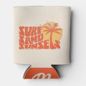 Retro Surf Sand Sunsets Palm Tree Beach Vibes Dosenkühler (Vorderseite)