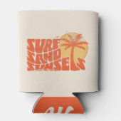 Retro Surf Sand Sunsets Palm Tree Beach Vibes Dosenkühler (Rückseite)
