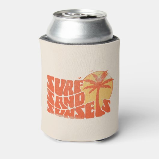 Retro Surf Sand Sunsets Palm Tree Beach Vibes Dosenkühler (Kanne Rückseite)