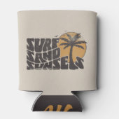 Retro Surf Sand Sunsets Palm Tree Beach Vibes Dosenkühler (Rückseite)