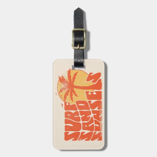 Retro Surf Sand Sunsets Palm Tree Beach Vibes Gepäckanhänger (Vorderseite vertikal)