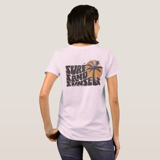 Retro Surf Sand Sunsets Palm Tree Beach Vibes T-Shirt (Schwarz voll)