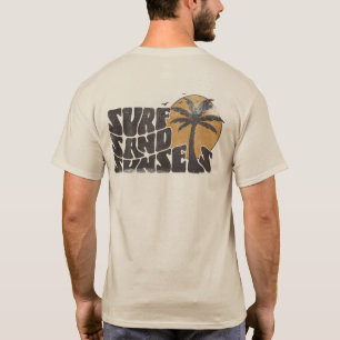 Retro Surf Sand Sunsets Palm Tree Beach Vibes T-Shirt
