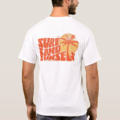 Retro Surf Sand Sunsets Palm Tree Beach Vibes T-Shirt (Rückseite)