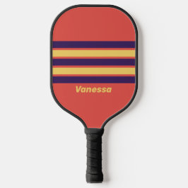 Retro Surf Sonnenuntergang durch Streifen mit Name Pickleball Schläger