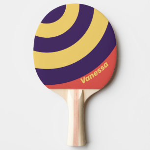 Retro-Surf-Sonnenuntergang-Kreisstreifen mit Namen Tischtennis Schläger