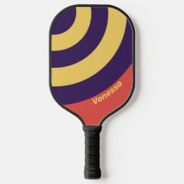 Retro Surf Sonnenuntergang Streifen mit Namen Pickleball Schläger