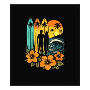 Retro-Surf-Strand-Sonnenuntergang-Tropisch Fotodruck
