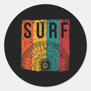 Retro-Surf-Strand-Surfer mit Mandala Runder Aufkleber