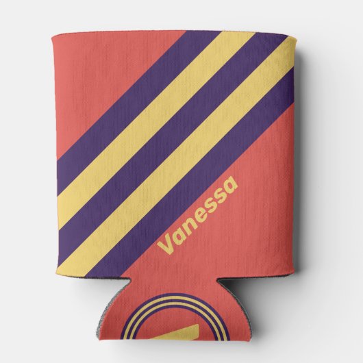 Retro Surf Sunset Stripes with Name Dosenkühler (Rückseite)