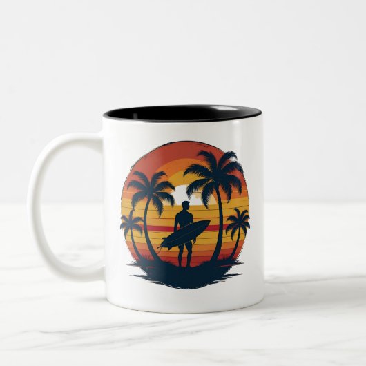 Retro Surf Tasse - 70er Sunset Beach Coffee Cup (Links)