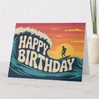 Retro-Surf-Thema "Happy Birthday"-Illustration