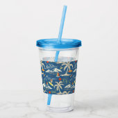 Retro Surf Tropical Pattern Acryltrinkbecher (Rückseite)