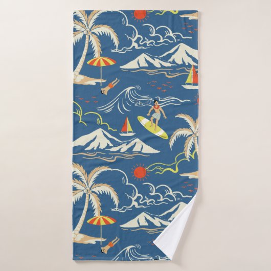 Retro Surf Tropical Pattern Badehandtuch (Badehandtuch)