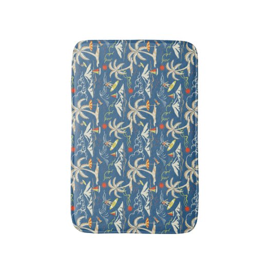 Retro Surf Tropical Pattern Badematte (Vorderseite Vertikal)