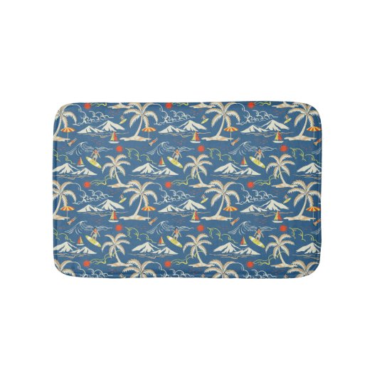 Retro Surf Tropical Pattern Badematte (Vorderseite)