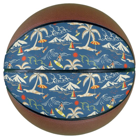 Retro Surf Tropical Pattern Basketball (Vorderseite)