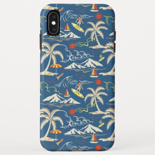 Retro Surf Tropical Pattern Case-Mate iPhone Hülle (Rückseite)